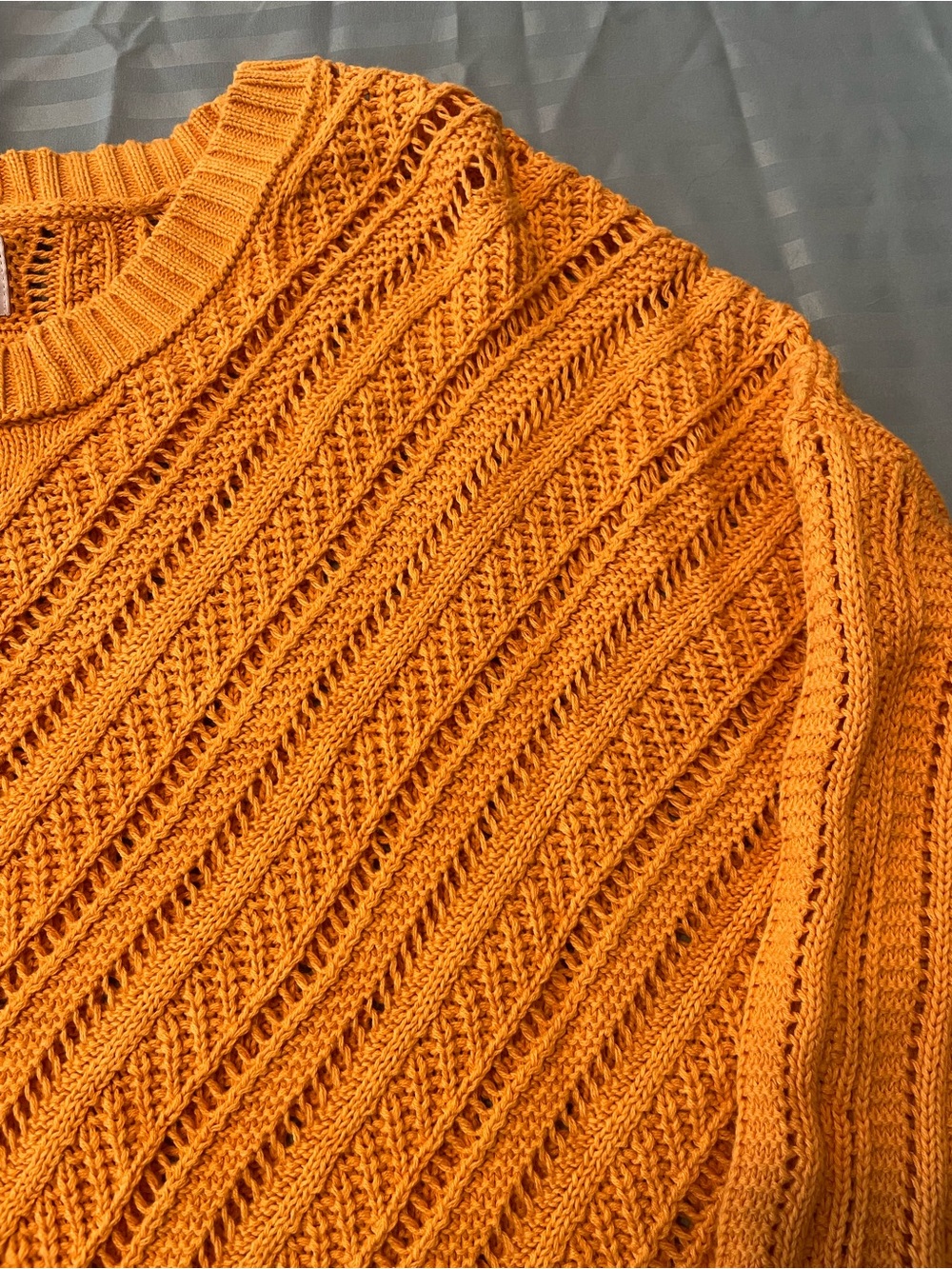 Cable knit Old Navy Bright Orange Open Stitch Crewneck Sweater